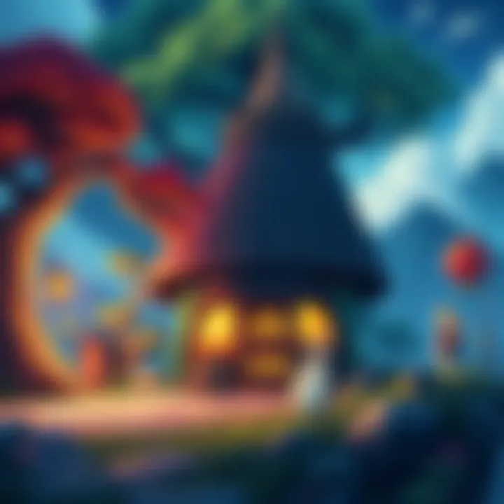 A vibrant art style featuring whimsical characters and natural landscapes reminiscent of Studio Ghibli's animations, showcasing creativity and imagination.
