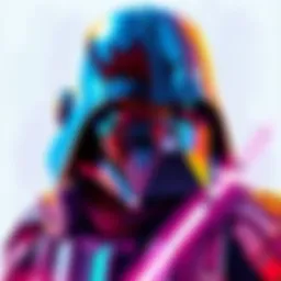An artist's detailed drawing of a Star Wars character with vibrant colors and intricate design, showcasing the character's iconic features.