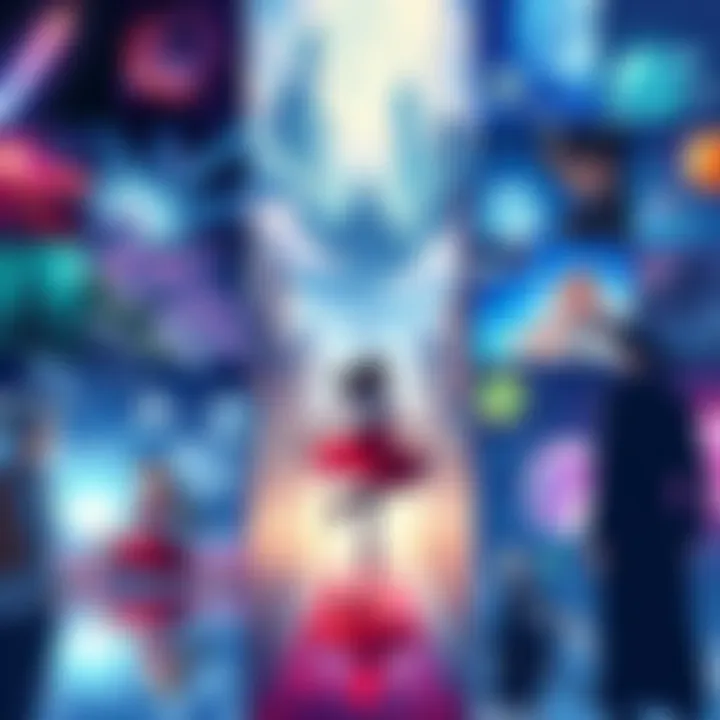 A colorful collage of scenes from popular anime series showcasing beautiful art and animation styles