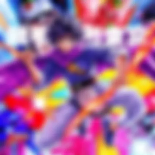 A colorful manga cover featuring a heroic character in an action pose with vibrant backgrounds and intricate details that showcase artistic talent.