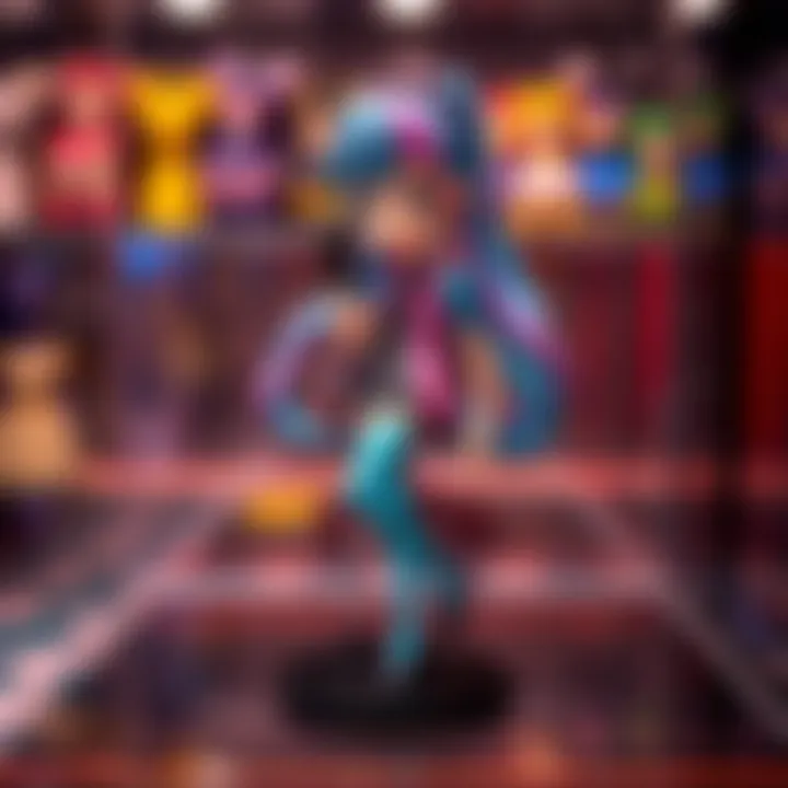 A colorful Rei figurine in a stylish pose, showcasing its intricate design and vibrant colors on a display shelf, with a price tag of $149 visible.