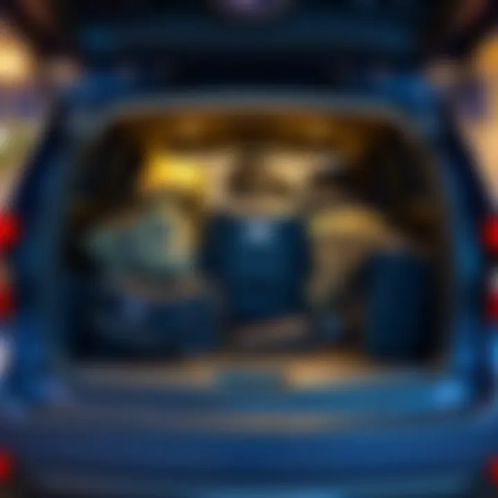 A Subaru vehicle displaying its cargo space filled with supplies, highlighting its reliable carrying capacity.