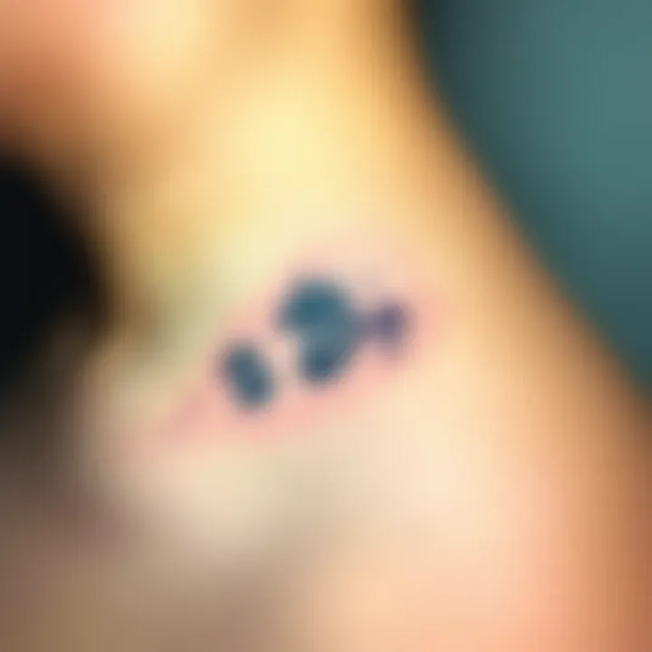 A small, discreet tattoo featuring symbols inspired by Dorohedoro, showcasing unique designs like a dragon and a mushroom, suitable for fans who prefer less prominent ink.