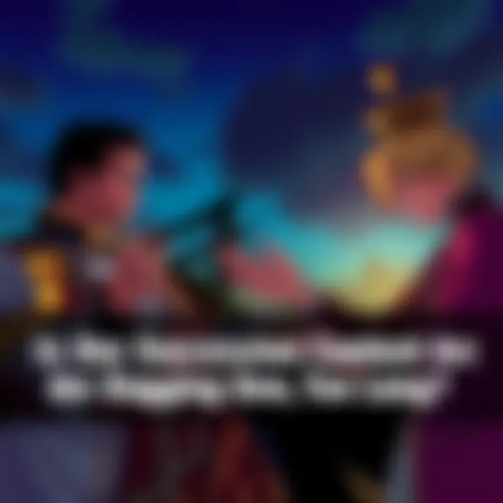 Fans discussing the complexity of the succession contest arc, featuring key characters like Kurapika and Prince Tserriednich in a dramatic setting.
