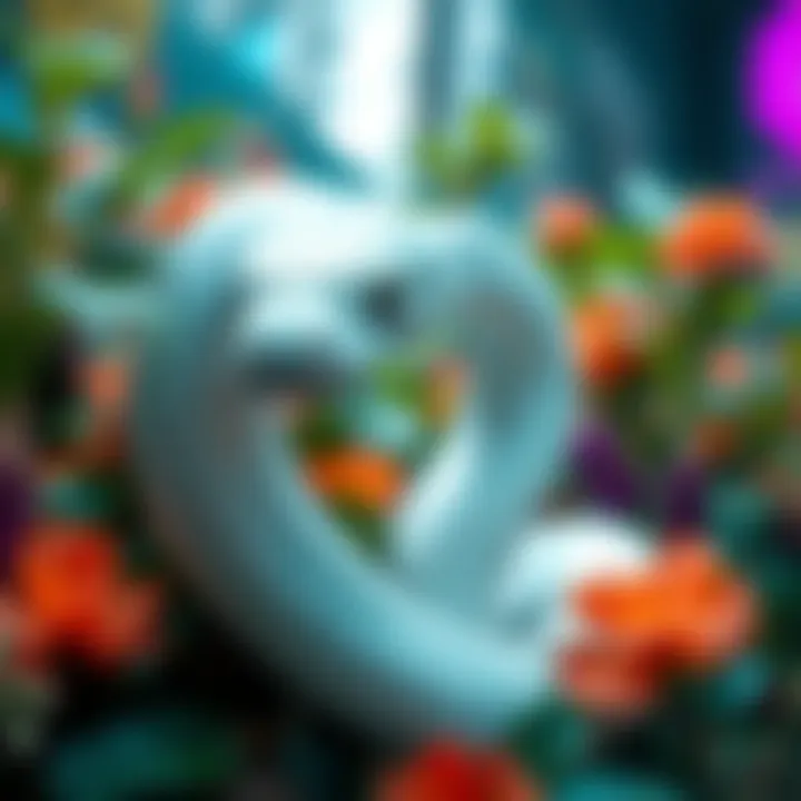 Suddenly White Snake in Action A striking white snake coiling up with vibrant surroundings, symbolizing its sudden rise in pop culture.