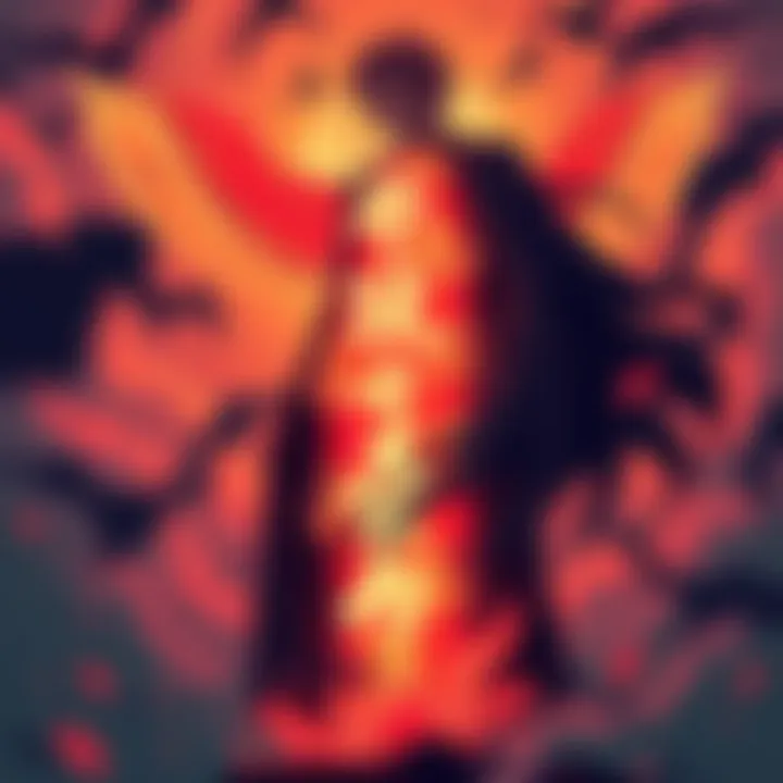 Sukuna stands in a powerful pose, reflecting on his past decisions as he faces his end, symbolizing growth and redemption.