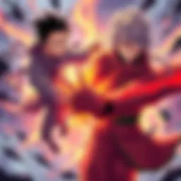 Sukuna and Gojo in a battle Sukuna and Gojo face off in a dynamic standoff, showcasing their contrasting domain abilities. Sukuna appears confident and resilient, while Gojo shows strain from the power struggle.