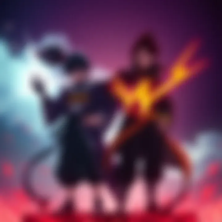 Sukuna and Gojo standing together, showcasing their unique powers, with tension in the air as they prepare for a challenge.