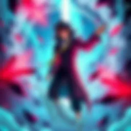 Sukuna trapped in a loop Sukuna appears in a chaotic scene, caught in a time loop, displaying a mix of defiance and acceptance, surrounded by swirling energy