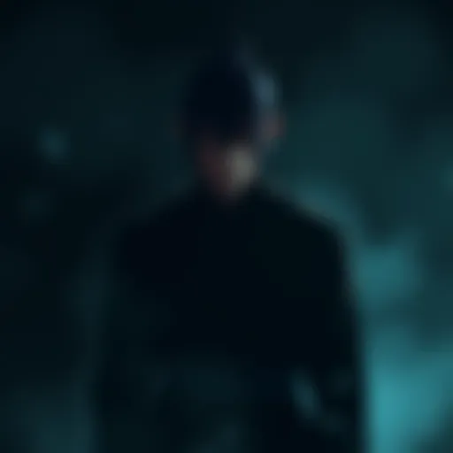 Sukuna standing silently with an intense gaze, surrounded by dark shadows, reflecting his minimal presence in the season.