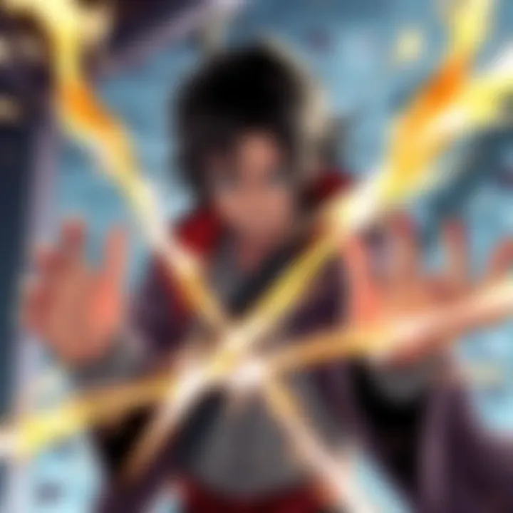 Sukuna creating slashes with his hands Sukuna uses his hands to create energy slashes in a manga scene, showcasing his unique combat ability.