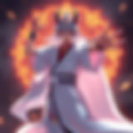 A portrayal of Sukuna with two distinct arms and a flowing white robe, emphasizing his character design and identity.