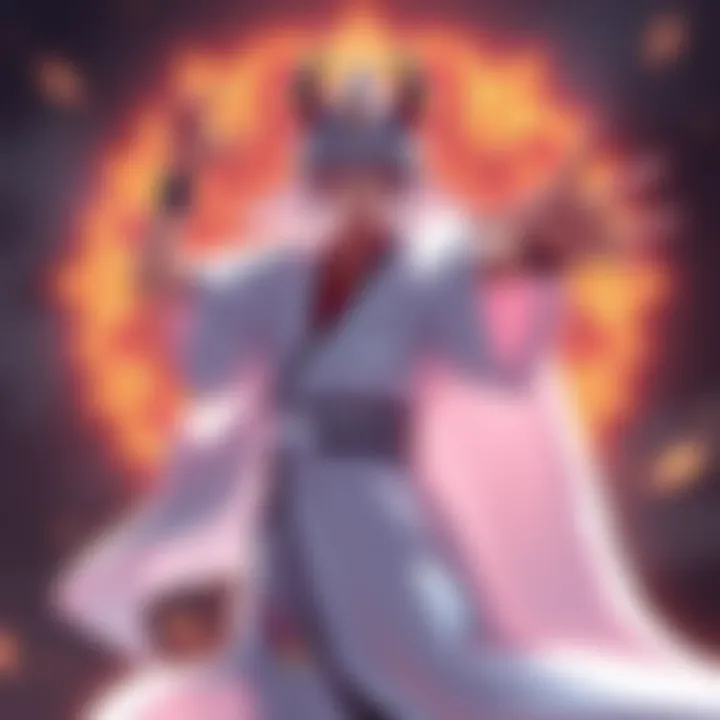 A portrayal of Sukuna with two distinct arms and a flowing white robe, emphasizing his character design and identity.