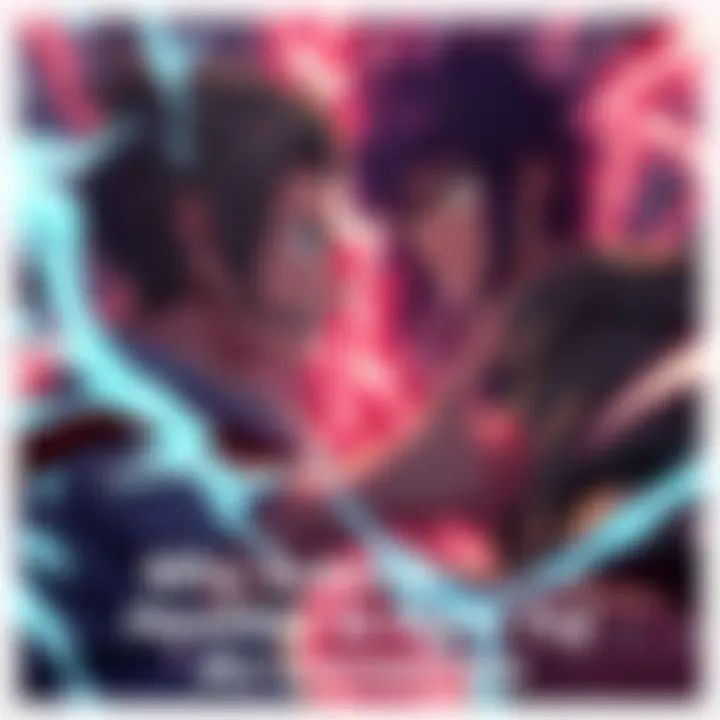 Sukuna hesitates with a tense expression while facing Yuji during a fierce fight. Both characters are surrounded by an intense energy, showing the complexity of their relationship.