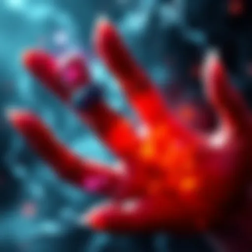A close-up of Sukuna's fingers, showing intricate details and a dark aura, symbolizing power and energy