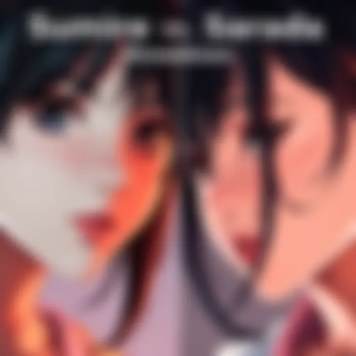 A side-by-side comparison of Sumire and Sarada showcasing their facial features and expressions in a beauty showdown