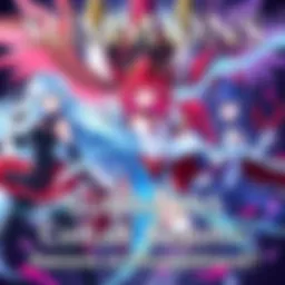 Display of characters Aqua, Darkness, Red Sariel, and Pellegarde from the Summons event