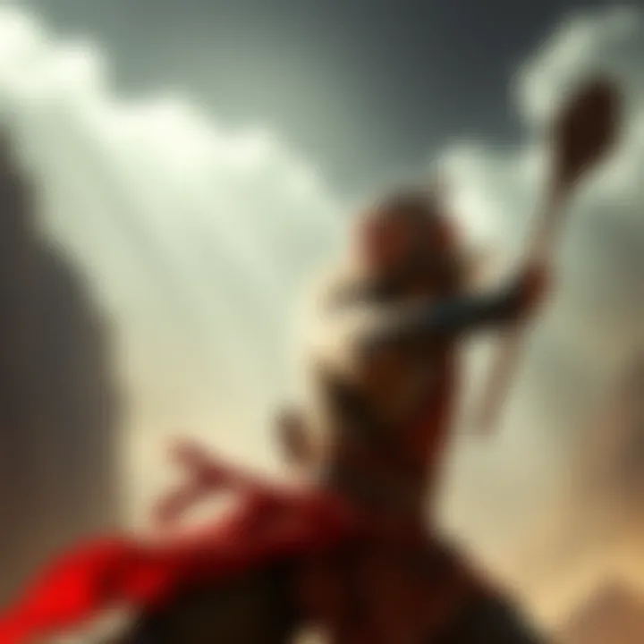 Sun Wukong, the Monkey King, prepares for battle against Zeus, the Greek god, in an epic arena showdown.