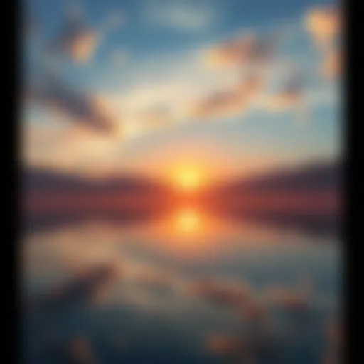 A serene sunrise reflecting on still waters, symbolizing hope and new beginnings.