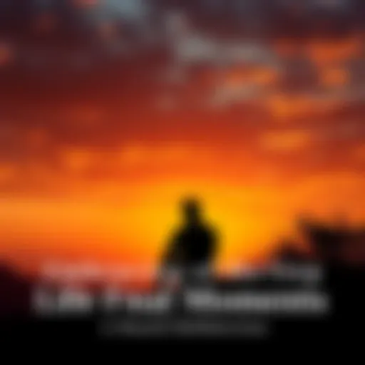 Sunset with Silhouette of a Person A silhouette of a person sitting on a hilltop, watching a sunset, symbolizing reflection and acceptance in life's final moments.