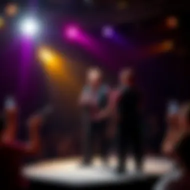 Sunshine Comedian Bulge performing stand-up comedy in front of an enthusiastic audience