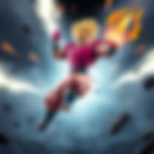 Super Buu performing an exciting battle motion animation showcasing his powerful moves