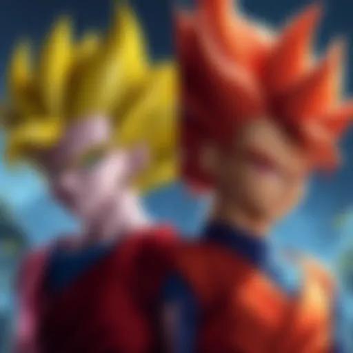 A side-by-side view of the original Super Saiyan 4 and the Daimas version, highlighting their different designs and color schemes.