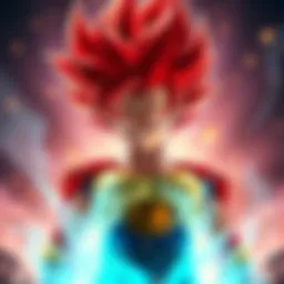Super Saiyan 4 GT Character Goku in Super Saiyan 4 GT form with red fur and golden eyes standing confidently