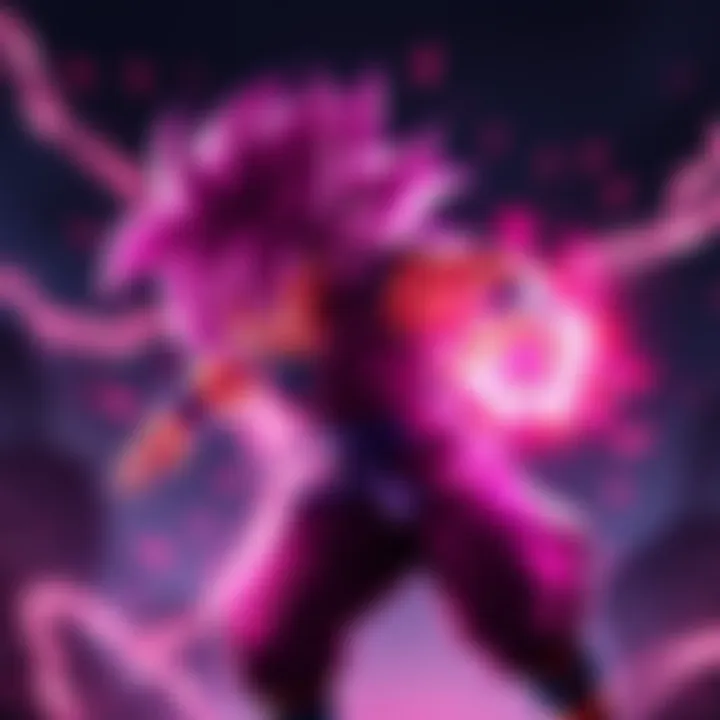 Alternate art version of Super Saiyan Rosé Goku Black in a dynamic fighting pose, showcasing vibrant colors and energy effects.