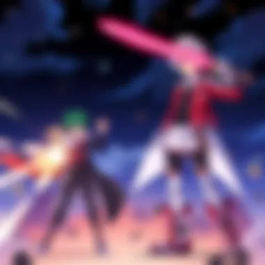 Superfly and Cheap Trick Stands Superfly and Cheap Trick characters in an anime style, showcasing their powers and features in a lively scene.
