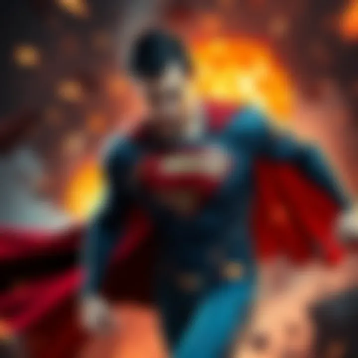 Superman in Action Superman prepares for an epic battle in the finale of DC K.O. 5, surrounded by energy and excitement.