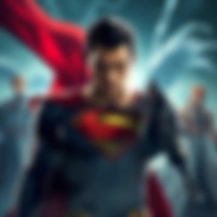 Superman stands confidently ready to battle iconic figures from the Bleach universe in a dynamic pose