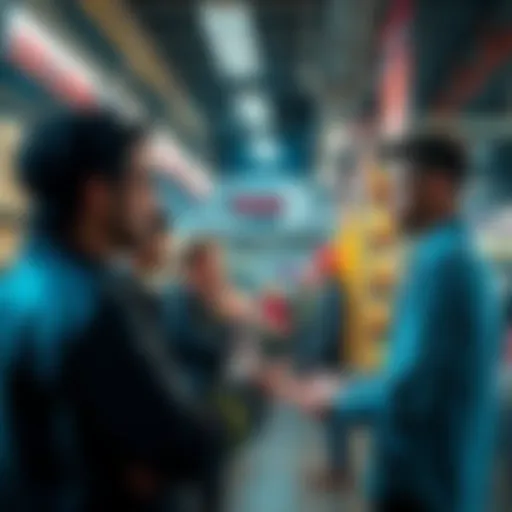 A scene depicting characters discussing supply and demand concepts that affect their choices in the story.