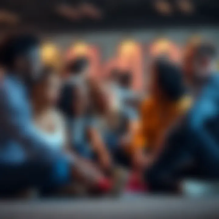 A group of diverse people sitting together, sharing their experiences and offering support to each other, showing empathy and connection.