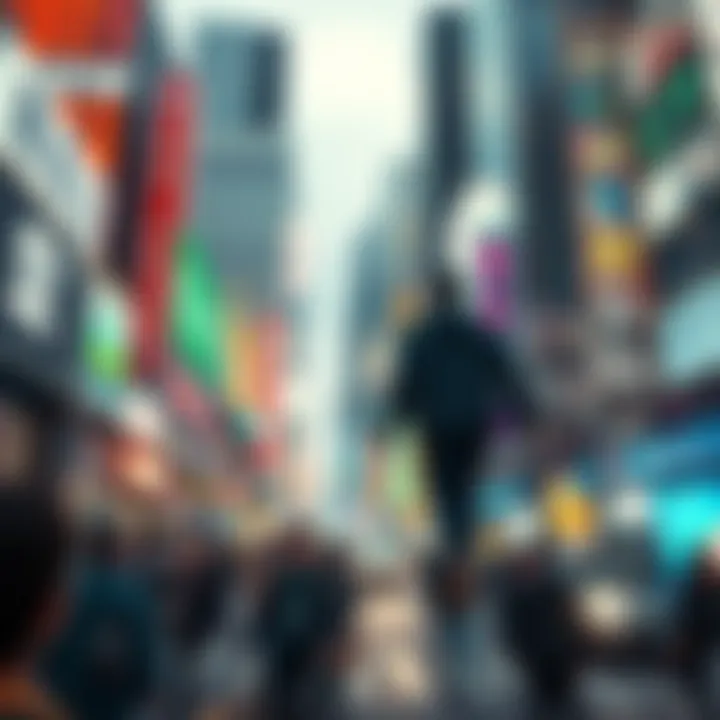 A person unexpectedly arrives in the busy streets of Shibuya, with crowds reacting in excitement and curiosity among bright neon lights and towering buildings.