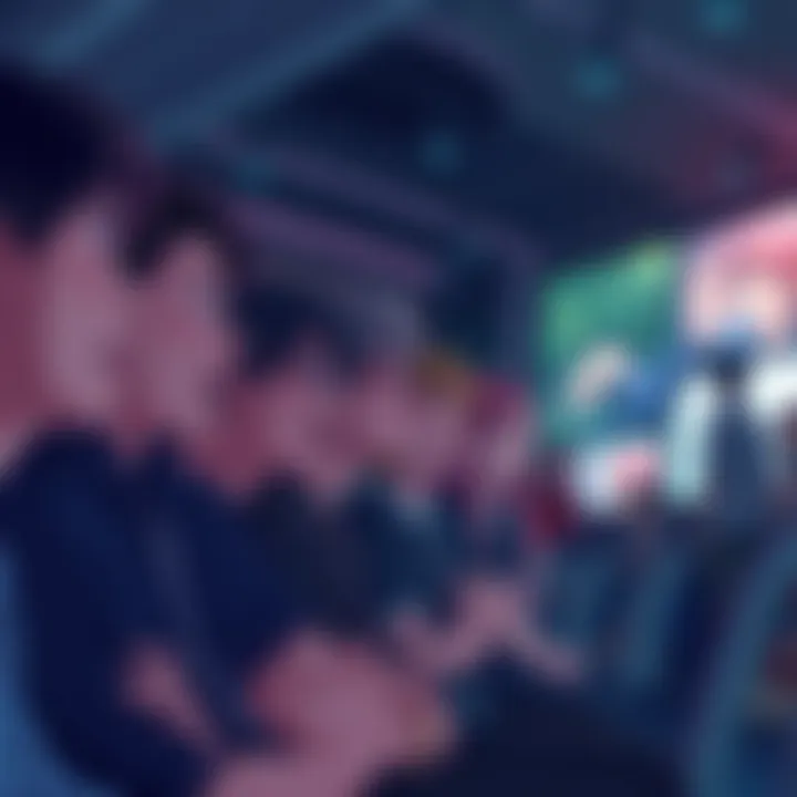 Group of anime fans reacting in shock while watching romance anime moments on a screen