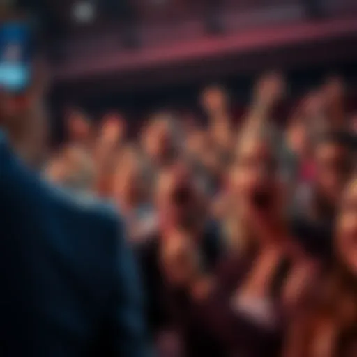 Surprised crowd reacting to news Group of people showing shock and astonishment at unexpected news