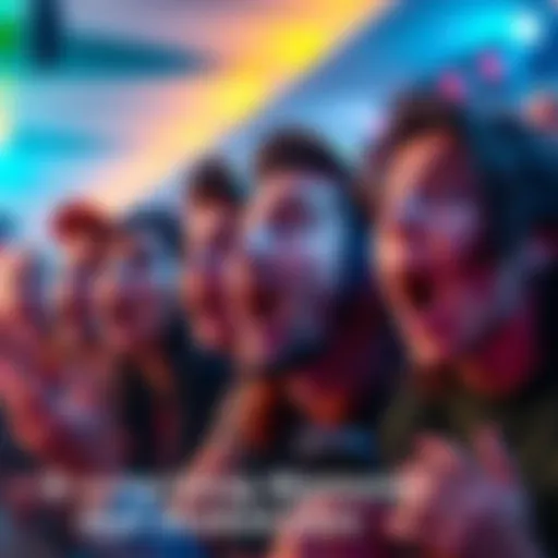 A group of fans displaying shock and excitement at unexpected announcements, capturing their wide eyes and open mouths as they react to surprising moments