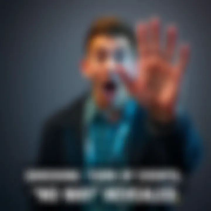 A person with a shocked expression holds up their hand in a 'stop' gesture, symbolizing disbelief at the phrase 'No way'.