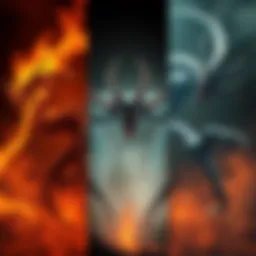 A visual representation of Surtr with flames, Leviathan as a creature-like form, and Hydra showing multiple heads, showcasing their designs for Apoc.