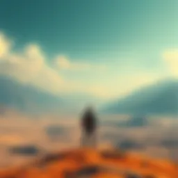 Survival Without Wishes A figure stands alone on a desolate landscape, contemplating existence without the power of wishes, as a vast void stretches into the horizon.