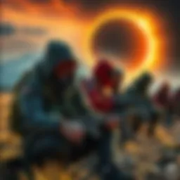 Participants preparing for the Eclipse survival challenge, showcasing their gear and determination in an outdoor setting.