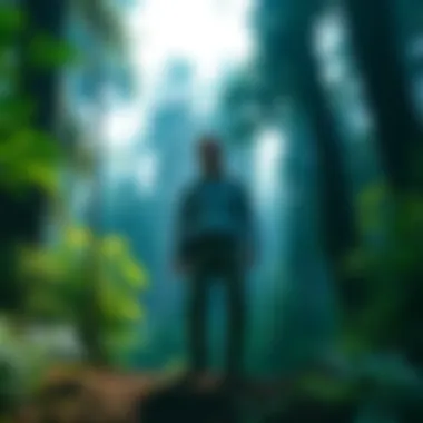 Survivor in Nature A person standing confidently in a lush forest, showcasing resilience and survival skills.