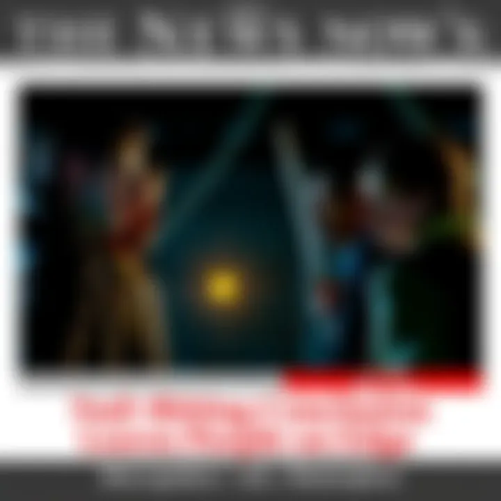 Characters facing a dramatic moment filled with tension in a dark setting.