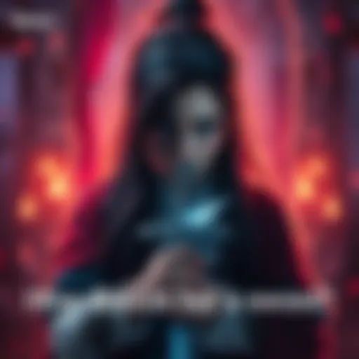 A character with a broken sword, expressing shock and despair in a dramatic setting.