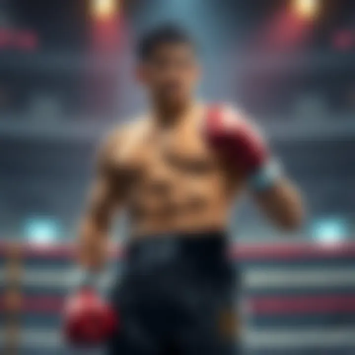 A boxer named Takamura stands confidently in a boxing ring, showcasing his strength and determination. He has a focused expression, ready for a challenge, symbolizing the debate about his character de...