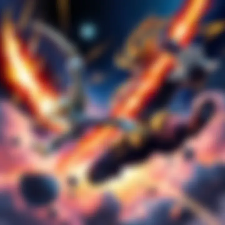 Takatou Yogiri fights against Goatku in an intense cosmic battle, showcasing his Multi Solar System power level.