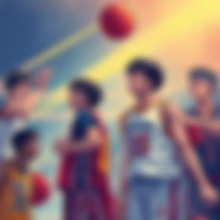 Illustration of B.League basketball players by Takehiko Inoue, showing their skills and passion for the game.