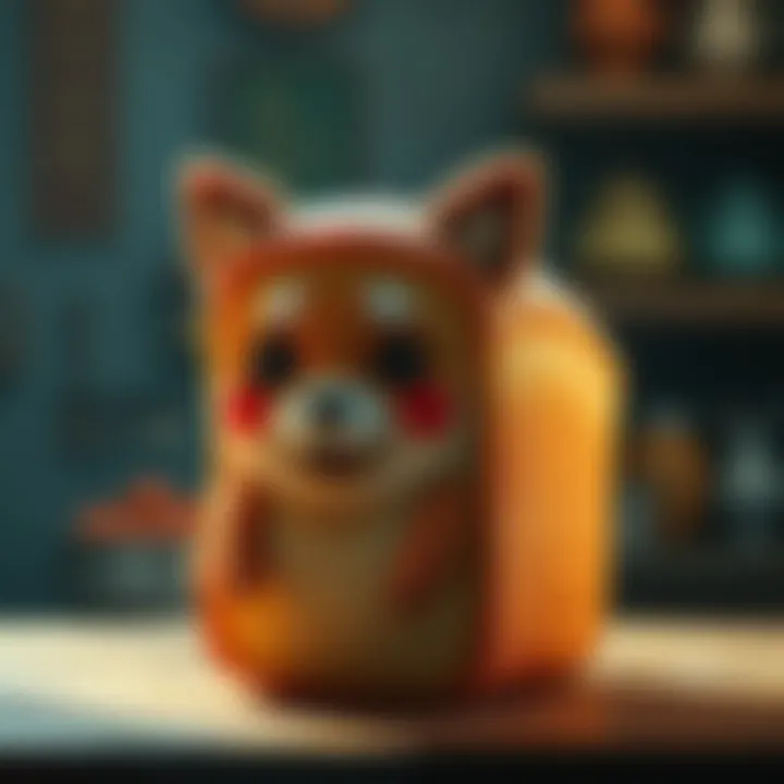 Tako's Transformation to Takoloaf A playful depiction of Tako the character morphing into a loaf of bread, capturing the quirky essence of the change.