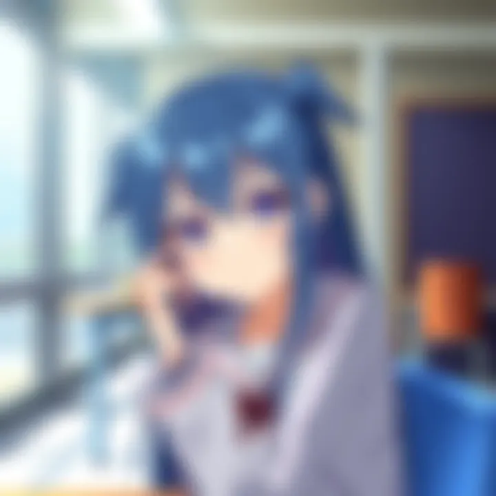 Tamaki faking nervousness to attract Nejire's attention in a school setting